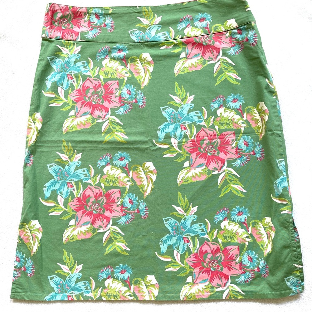 Knee length floral green skirt